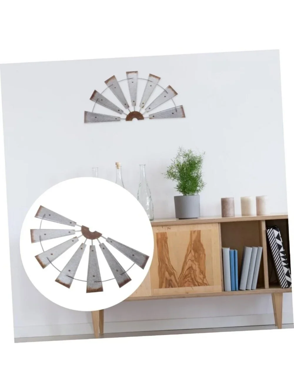 Rustic Metal Windmill Wall Decor | Farmhouse Pendant Art for Living Room